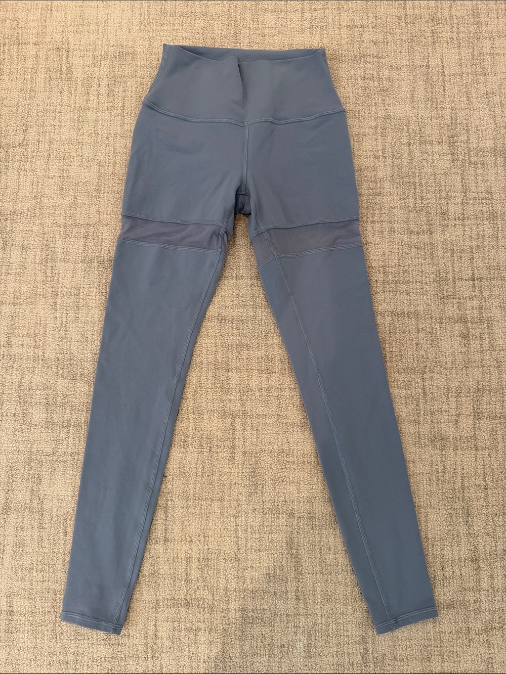 RARE ALO Yoga High-Waist Gray Mesh-Panel Leggings